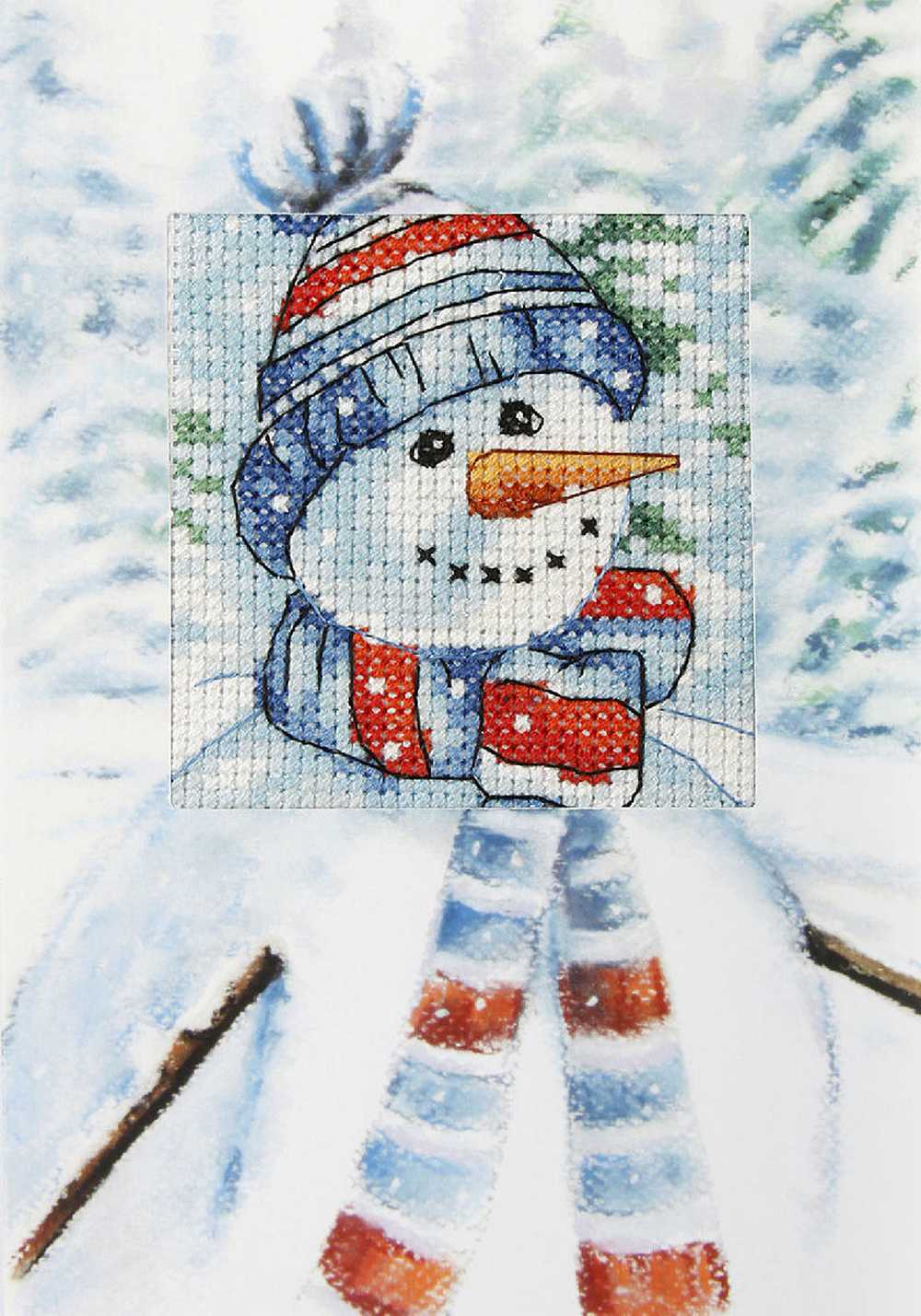 Orchidea Counted Cross Stitch Kit- Greetings Card- Snowman ~ ORC.6243