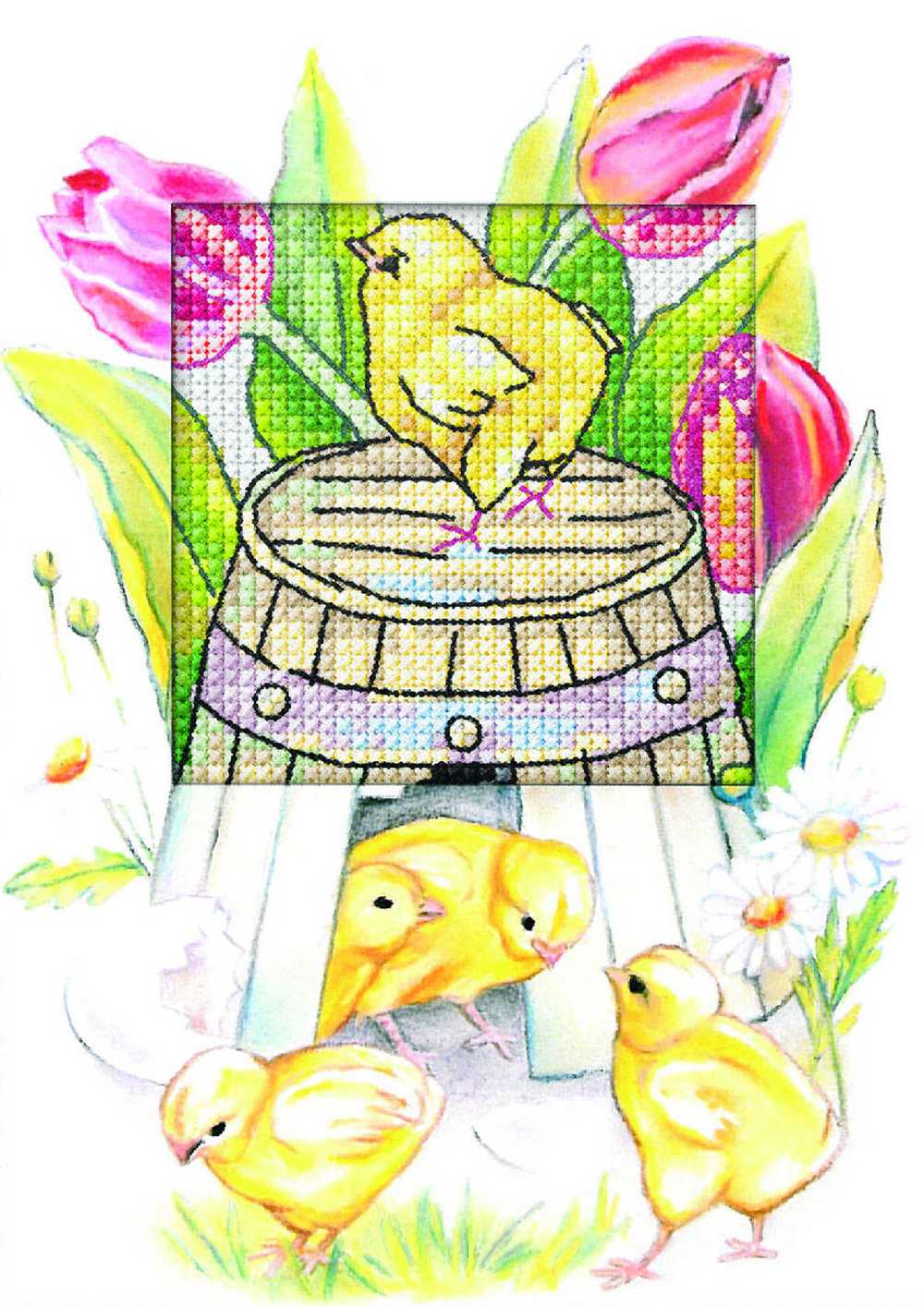 Orchidea Counted Cross Stitch Kit- Greetings Card- Easter Chicken ~ ORC.6265