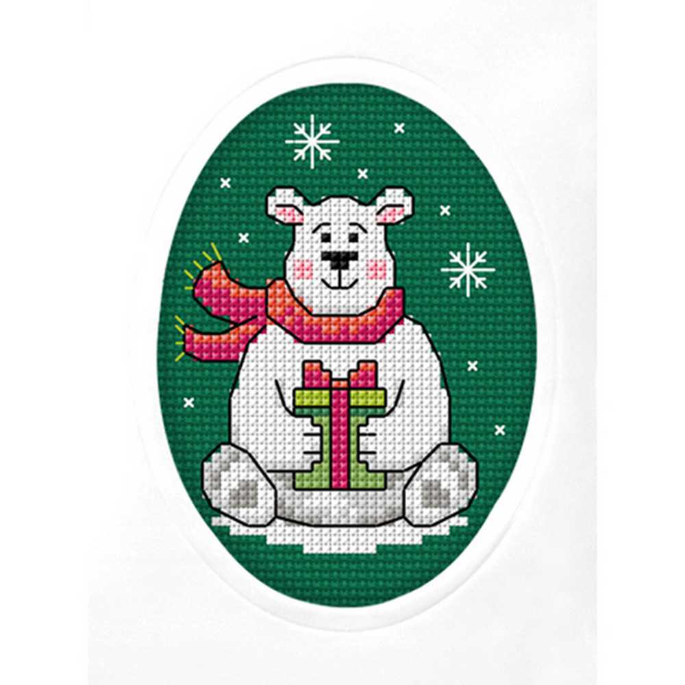Orchidea Counted Cross Stitch Kit- Greeting Card- Christmas Bear ~ ORC.6293