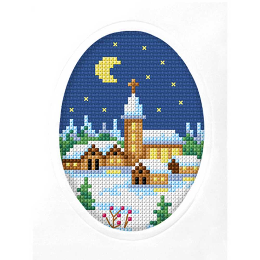 Orchidea Counted Cross Stitch Kit- Greeting Card- Christmas Church ~ ORC.6295