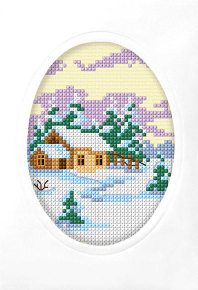 Orchidea Cross Stitch Kit - Winter Village Christmas Card