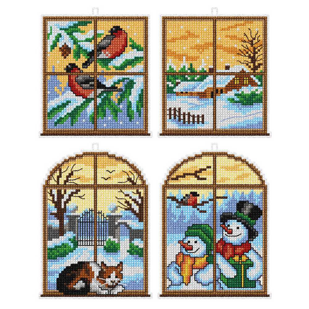 Orchidea Counted Cross Stitch Kit- Winter Windows- Set of 4 ~ ORC.7664