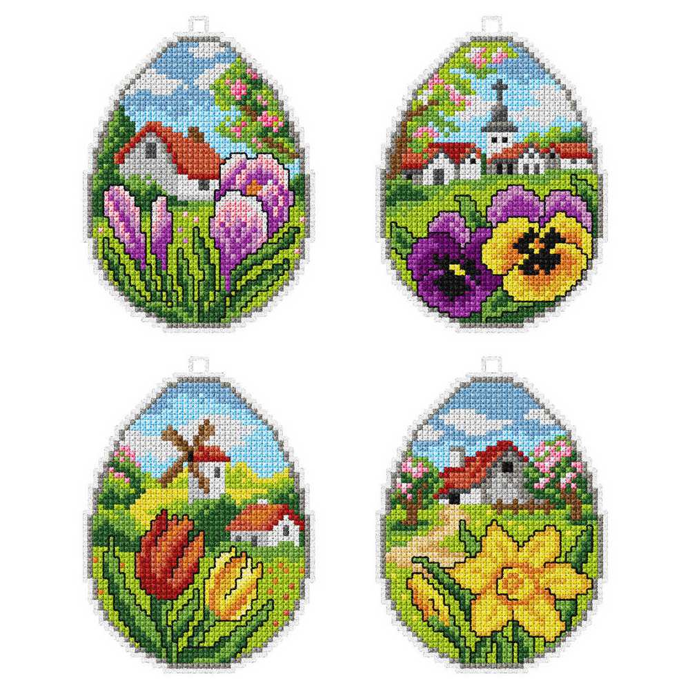 Orchidea Counted Cross Stitch Kit- Spring Eggs- Set of 4 ~ ORC.7667