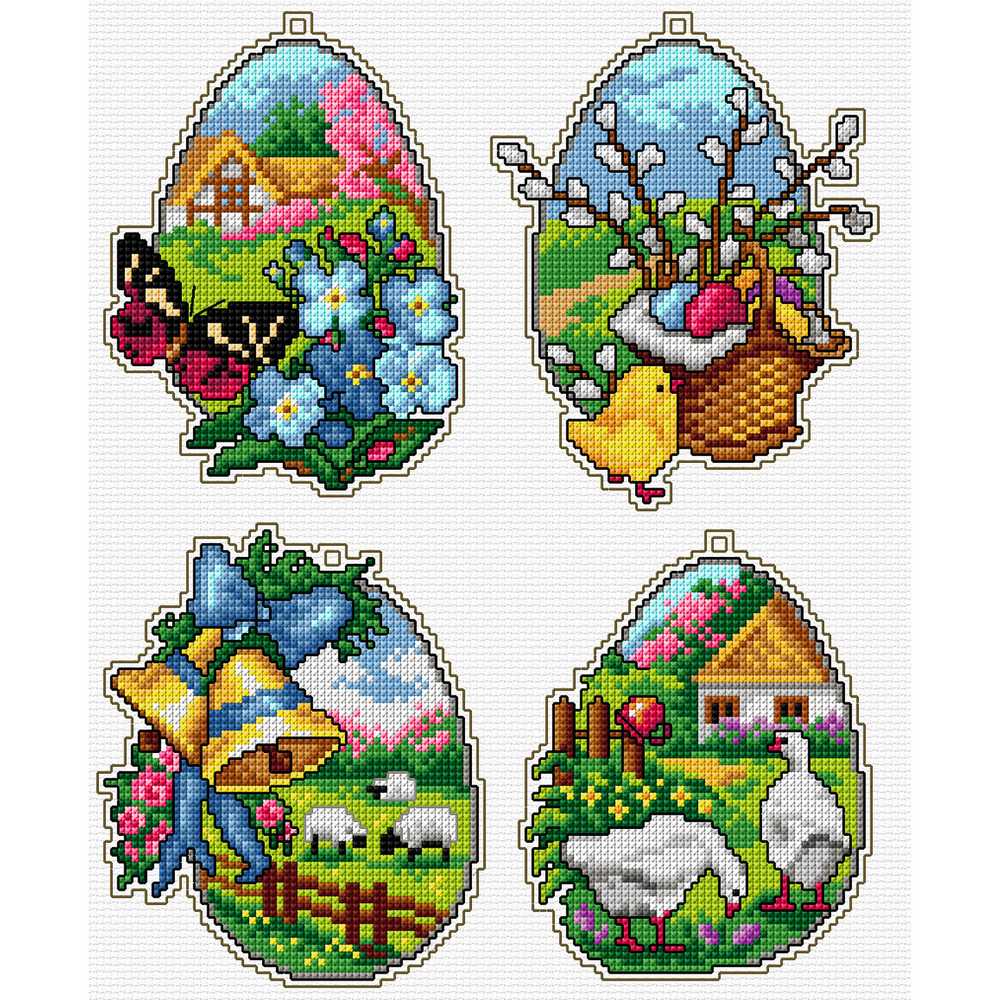 Orchidea Counted Cross Stitch Kit- Easter Eggs- Set of 4 ~ ORC.7671