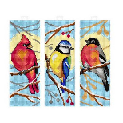 Orchidea Cross Stitch Kit- Bookmarks- Set of 3 Birds