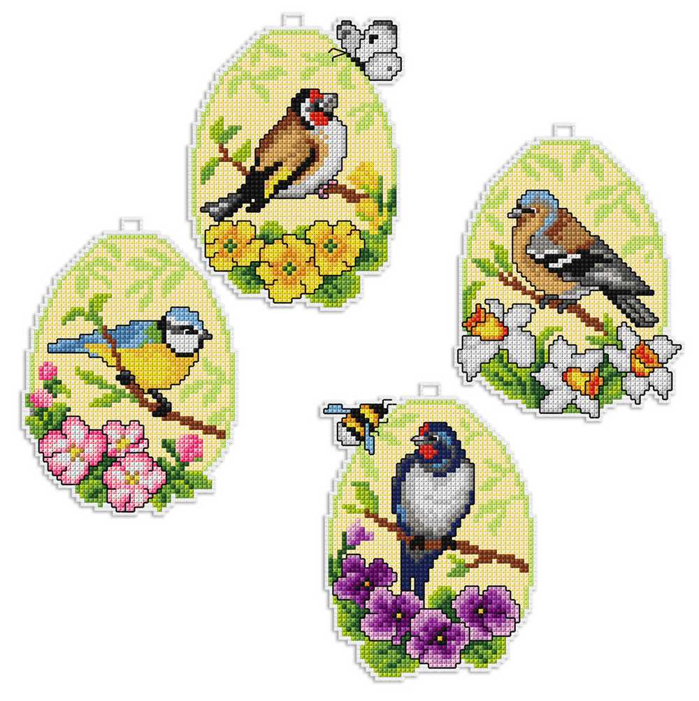 Orchidea Cross Stitch Kit- Set of 4 Birds