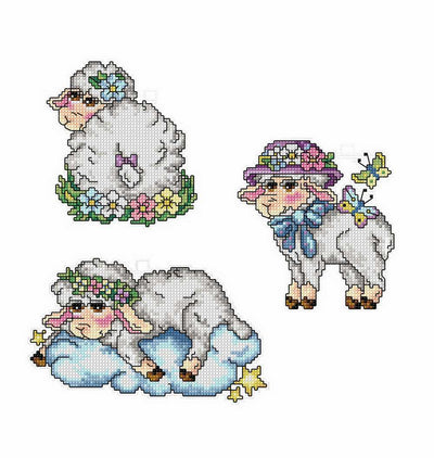 Orchidea Cross Stitch Kit- Set of  3 Sheep