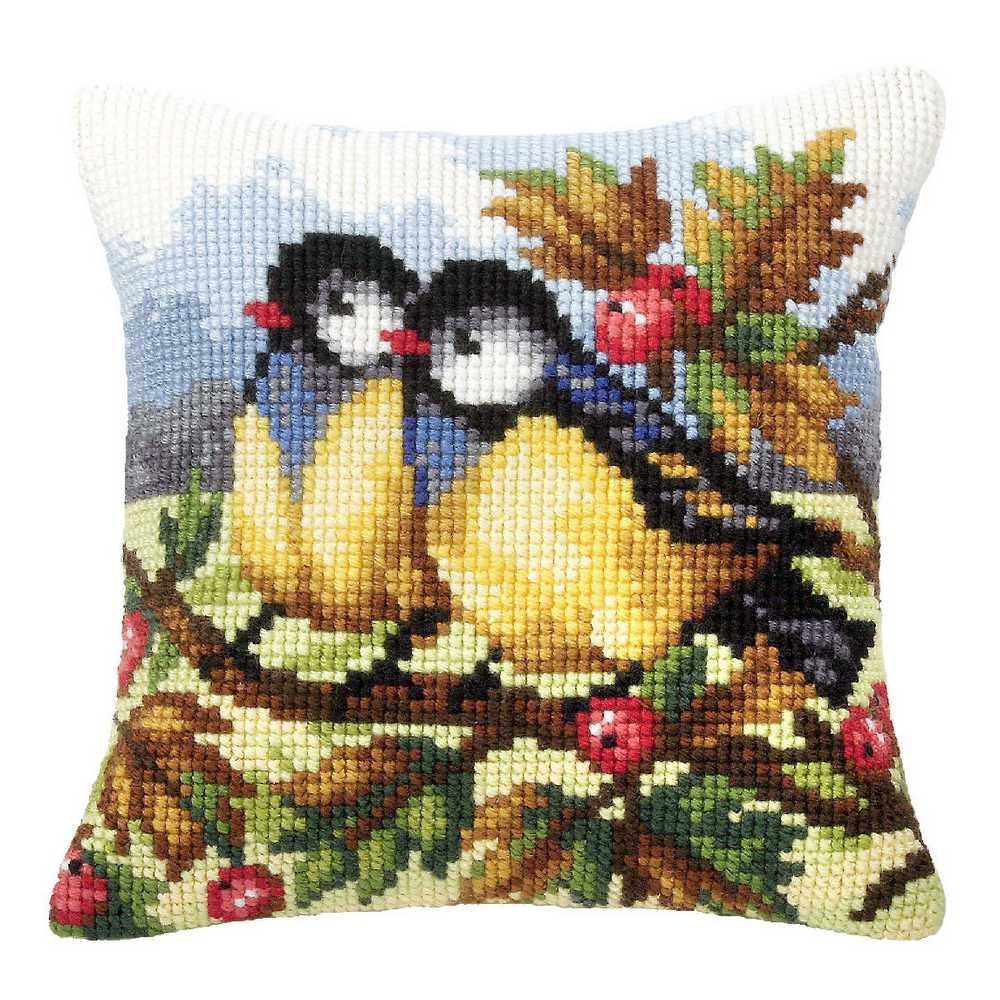 Orchidea Cross Stitch Kit- Cushion- Large- Two blue Tits ~ ORC.9022