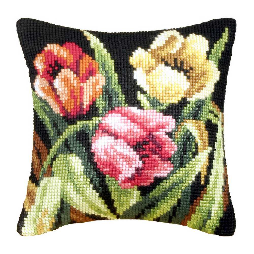 Orchidea Cross Stitch Kit- Cushion- Large- Tumbling Tulips  ~ ORC.9077