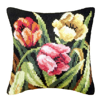 Orchidea Cross Stitch Kit- Cushion- Large- Tumbling Tulips  ~ ORC.9077