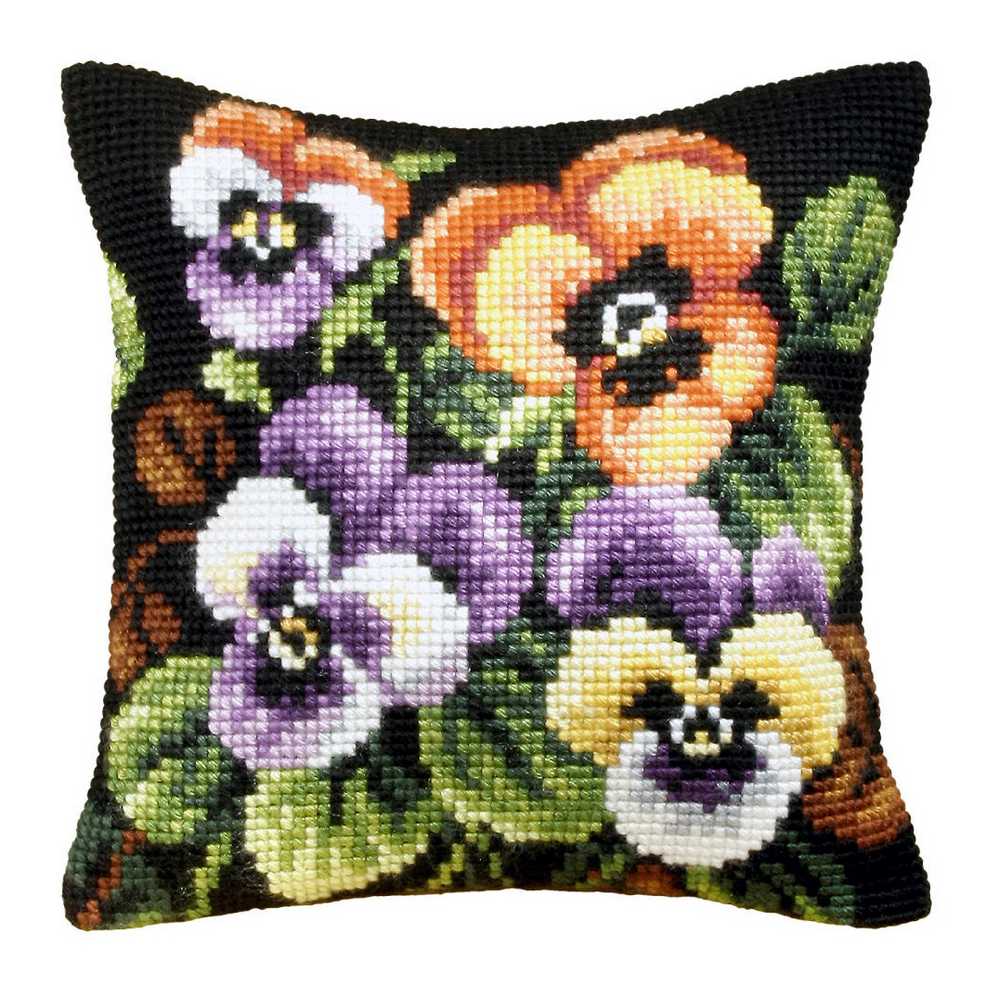 Orchidea Cross Stitch Kit- Cushion- Large- Pansies  ~ ORC.9078