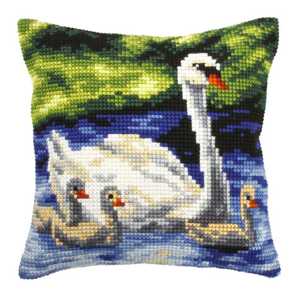Orchidea Cross Stitch Kit- Cushion- Large- Swans Family ~ ORC.9267