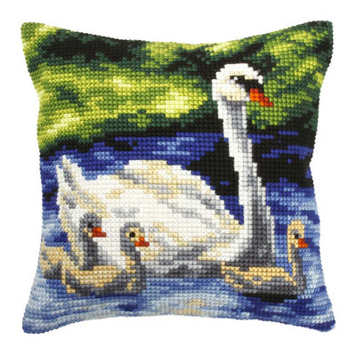 Orchidea Cross Stitch Kit- Cushion- Large- Swans Family  ~ ORC.9267