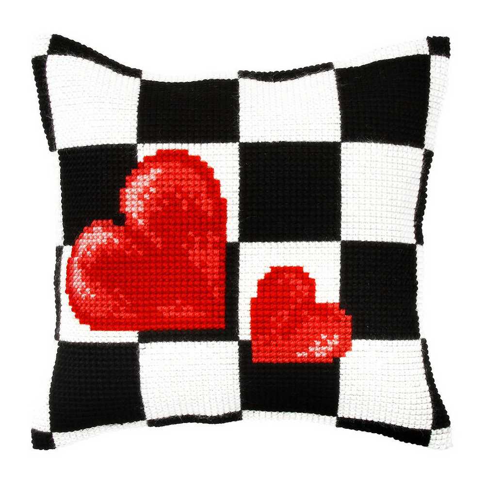 Orchidea Cross Stitch Kit- Cushion- Large- Hearts  ~ ORC.9316