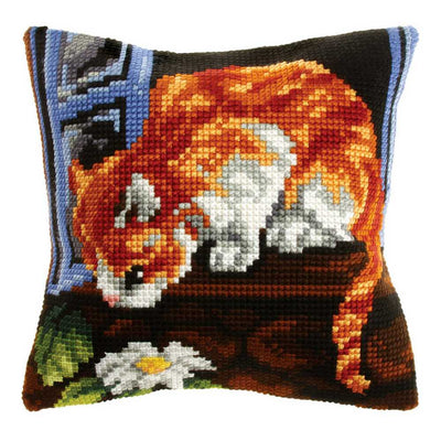 Orchidea Cross Stitch Kit- Cushion- Large- Curious Cat  ~ ORC.9533
