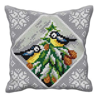 Orchidea Cross Stitch Kit- Cushion- Large- Blue Tits ~ ORC.9542