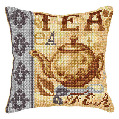 Orchidea Cross Stitch Kit- Cushion- Large- Tea Time  ~ ORC.9558