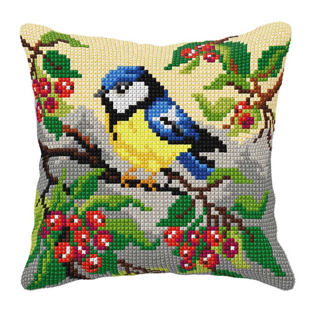 Orchidea Cross Stitch Kit- Cushion- Large- Blue tit ~ ORC.9580