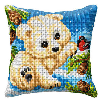Orchidea Cross Stitch Kit- Cushion- Large- White Bear ~ ORC.99013