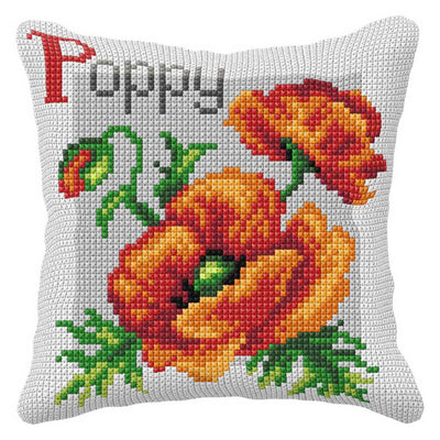 Orchidea Cross Stitch Kit- Cushion- Large- Poppy ~ ORC.99022