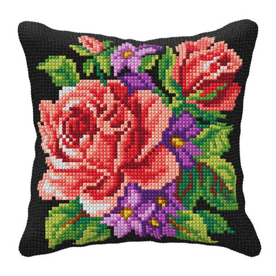 Orchidea Cross Stitch Kit- Cushion- Large- Roses & Violets ~ ORC.99032