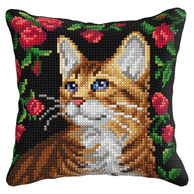 Orchidea Cross Stitch Kit- Cushion- Large- Cat (Quickpoint Pillow Cover Kit) ~ ORC.99035