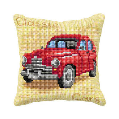 Orchidea Cross Stitch Kit- Cushion- Red Vintage Car
