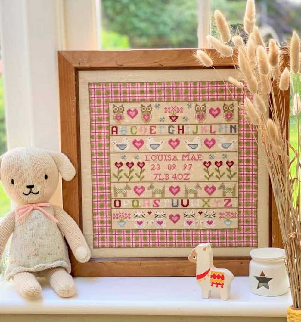 Owl and The Pussycat Birth Sampler Cross Stitch Kit Historical Sampler Co