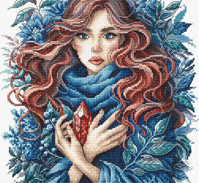 Carminea. Guardian of the Vermilion Crystal Cross Stitch Kit ~ AVA Stitch