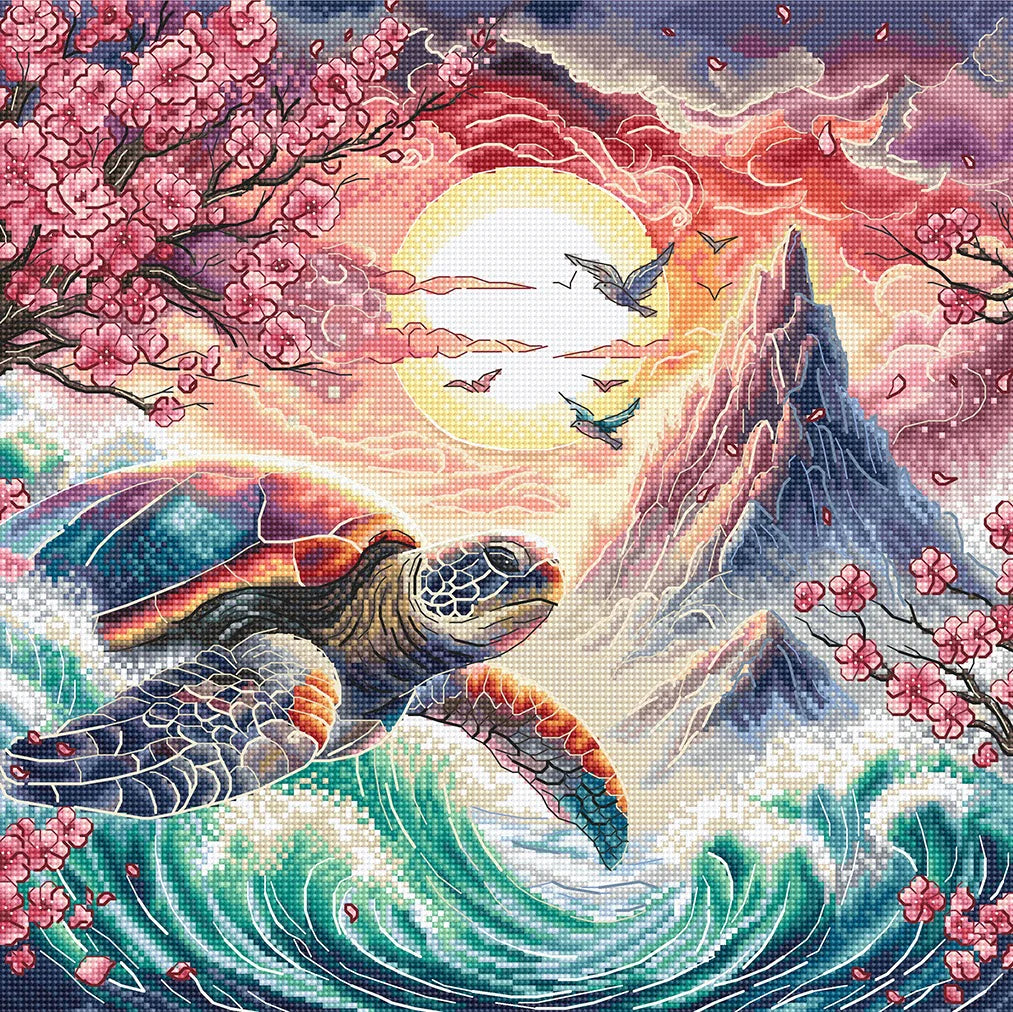 The Turtle of the Rising Sun Cross Stitch Kit ~ AVA Stitch