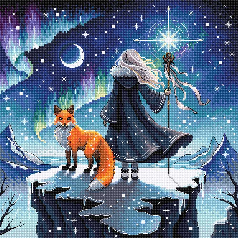 Sorceress of the Auroras & Her Fox Cross Stitch Kit ~ AVA Stitch