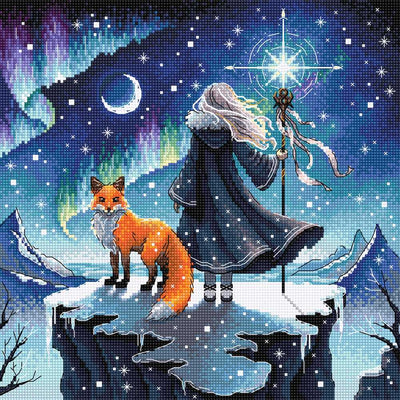 Sorceress of the Auroras & Her Fox Cross Stitch Kit ~ AVA Stitch