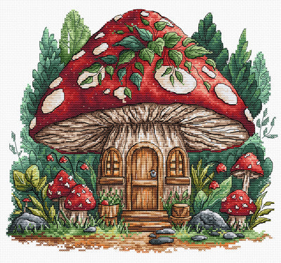 Mushroom Cabin Cross Stitch Kit ~ AVA Stitch