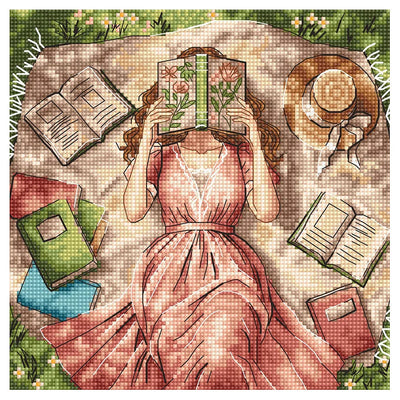 Books, Flowers and Dreams Cross Stitch Kit ~ AVA Stitch