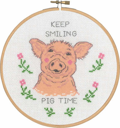 Keep Smiling Pig Time Cross Stitch Kit ~ Permin