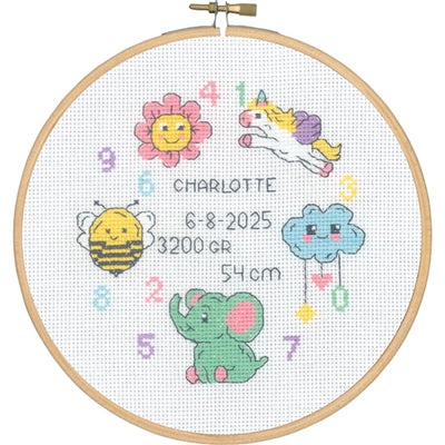 Baby Girl Sampler with Hoop Cross Stitch Kit ~ Permin