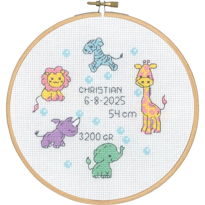 Baby Boy Sampler with Hoop Cross Stitch Kit ~ PermiN