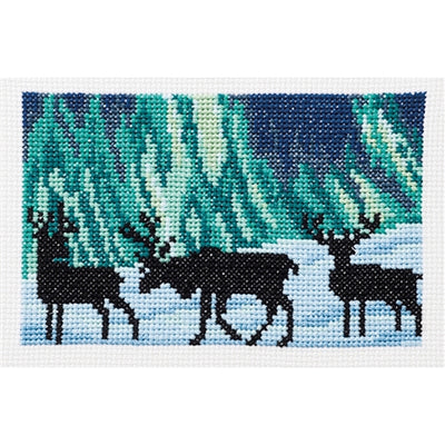 Reindeer in Northern Lights Cross Stitch Kit ~ Permin