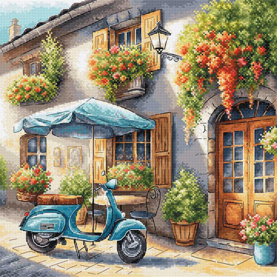 The Blue Vespa Cross Stitch Kit ~ AVA Stitch
