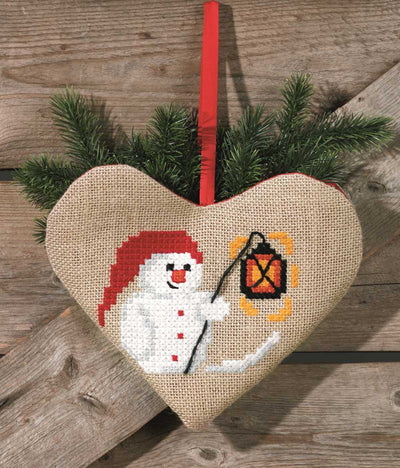 Snowman Heart Bag Cross Stitch Kit ~ Permin