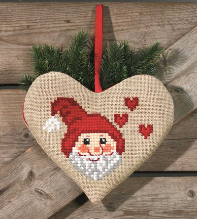 Santa Claus Heart Bag Cross Stitch Kit ~ Permin