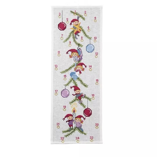 Elves & Baubles Advent Cross Stitch Kit - Permin