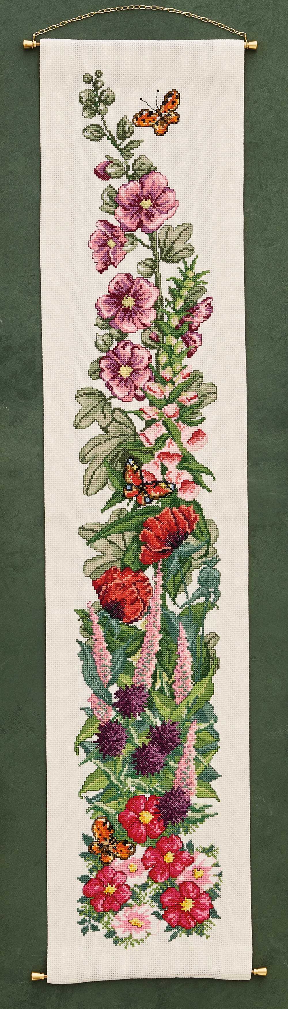 Flowers and Butterflies Banner Cross Stitch Kit ~ Permin