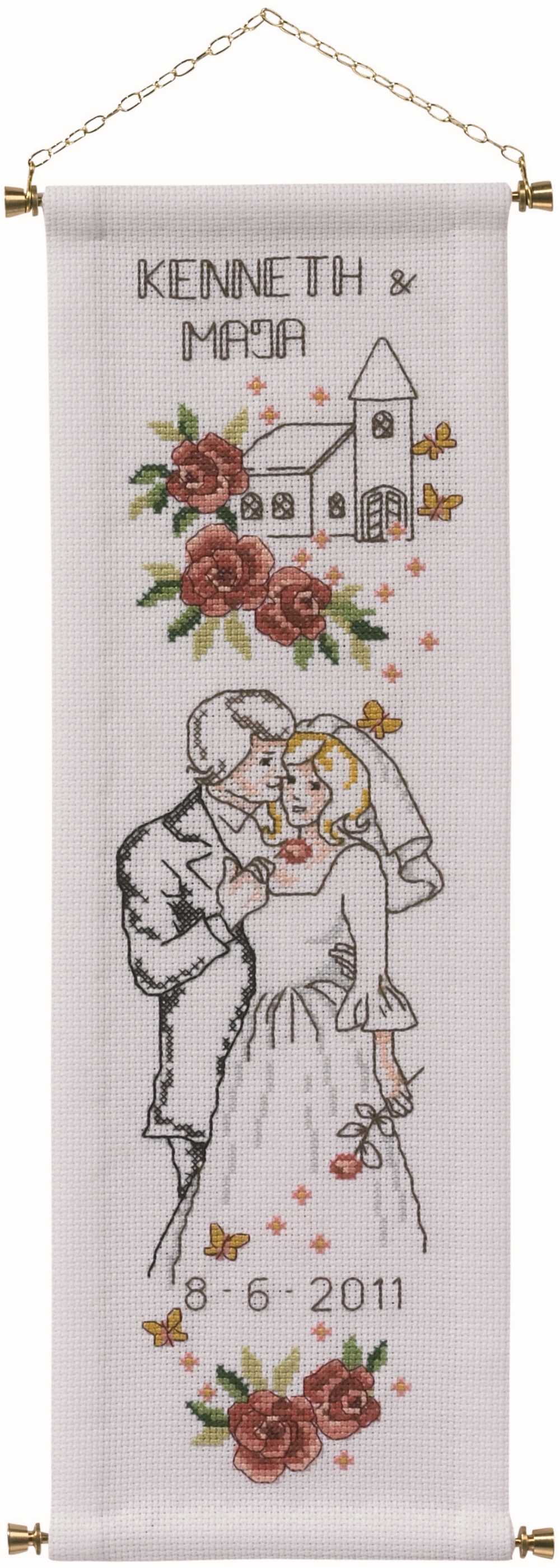 Wedding Kiss Banner Cross Stitch Kit ~ Permin