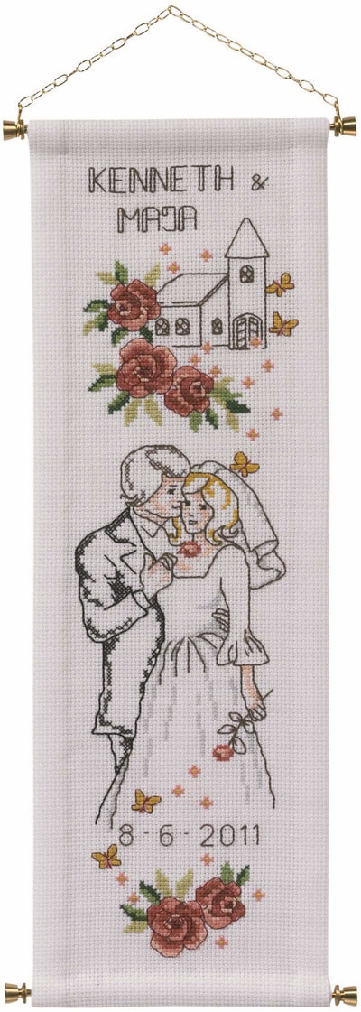 Wedding Kiss Banner Cross Stitch Kit ~ Permin
