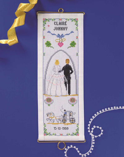 Wedding Carriage Banner Cross Stitch Kit ~ Permin