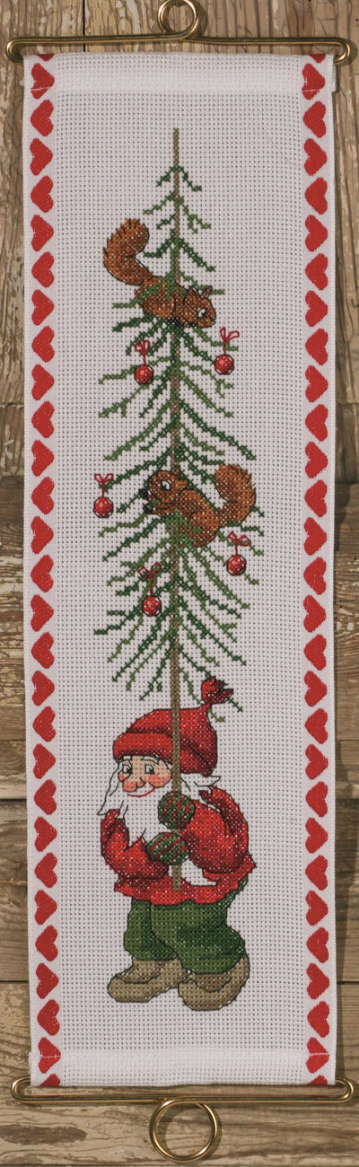Elf and Tree Banner Cross Stitch Kit ~ Permin