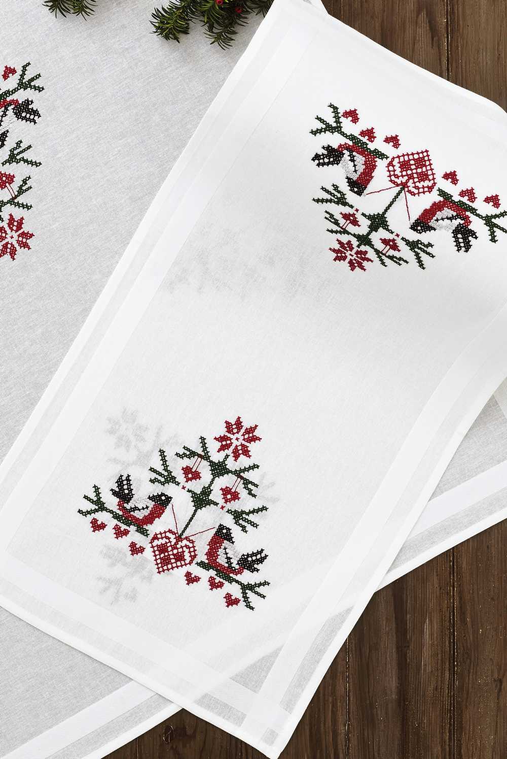 Birds with Hearts Runner Stamped Cross Stitch Kit ~ Permin