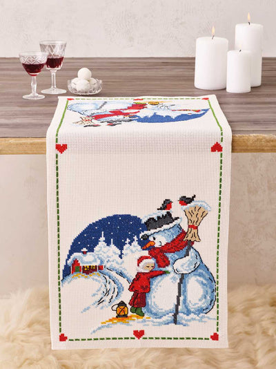 Snowman Hug Runner Cross Stitch Kit ~ Permin