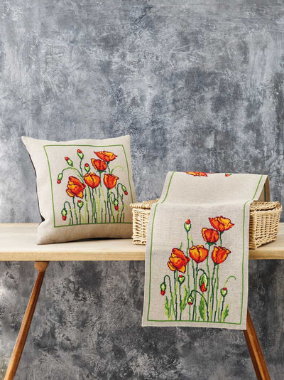 Wild Poppies Runner Cross Stitch Kit ~ Permin